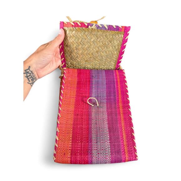NWT BOHO Straw Multicolored Crossbody Bag - Picture 3 of 4